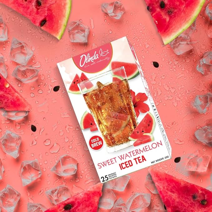 Olinda Iced Tea Sweet Watermelon Iced Tea Bags Cold Brew Organic Herbal Green Tea Summer Drink