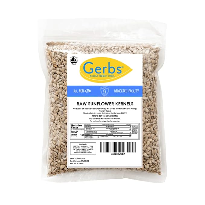 Gerbs Raw Sunflower Seed Kernels 14 oz. | No Additives, Resealable Bag | Mild & Crunchy | Top 14