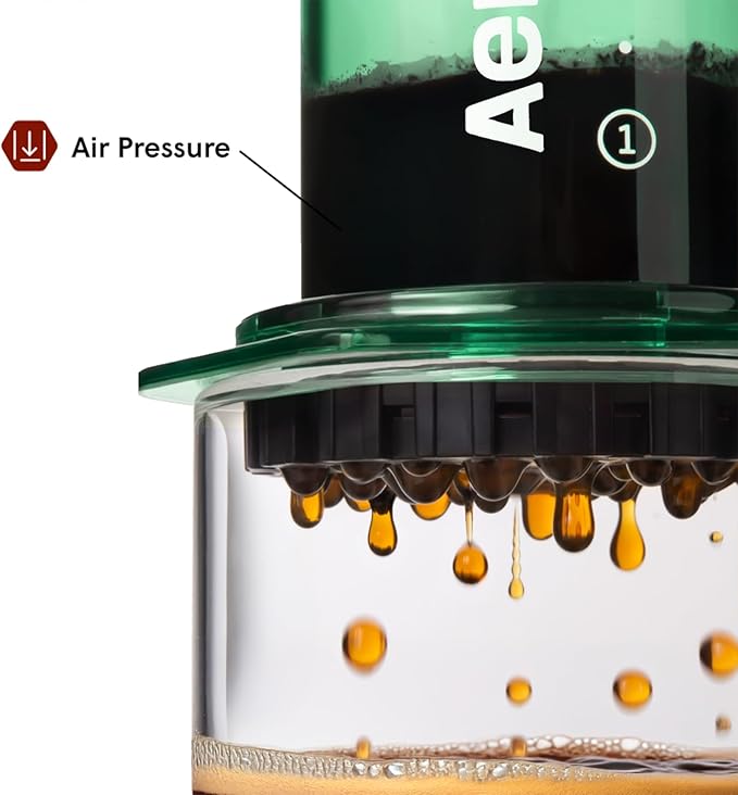 AeroPress Clear Green Coffee Press – 3 In 1 Brew Method Combines French Press, Espresso-style, Full