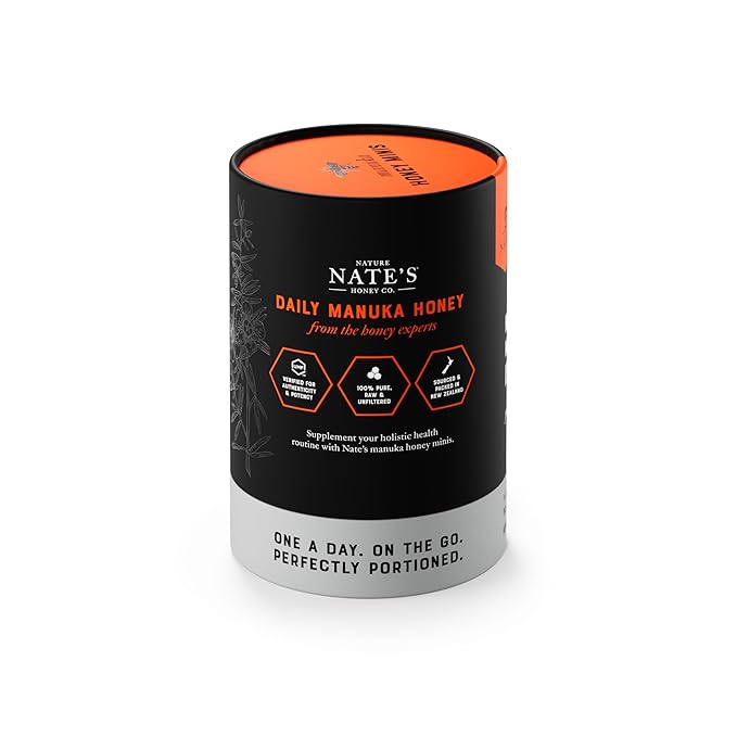 Nate's Manuka Honey Minis - 30 count Single-serve, Pure Manuka Honey - MGO 263+ | UMF Certified 10+
