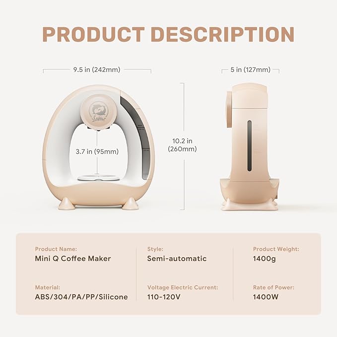 Single Serve Coffee Maker,Fast Brew in 2 minutes,Stylish竊낧ompact Design,MINI Q 2 IN 1 Coffee