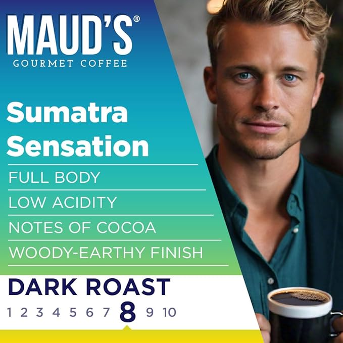 Maud's Sumatra Coffee Pods, 100 ct, Dark Roast Coffee in Recyclable Single Serve Pods – 100%