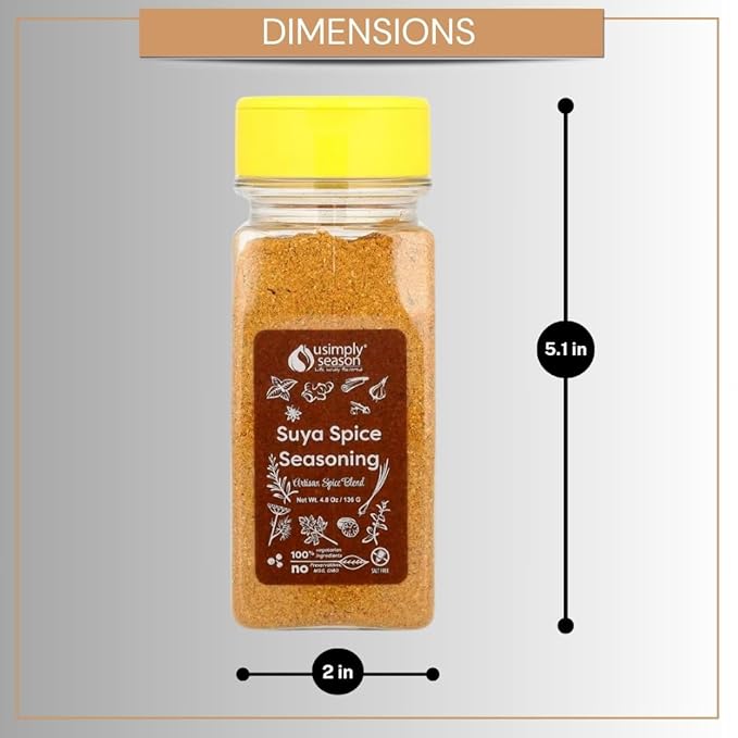 USimplySeason Suya Spice (4.8 oz) - African-Inspired Seasoning Blend - Vegan, Non-GMO, All-Natural