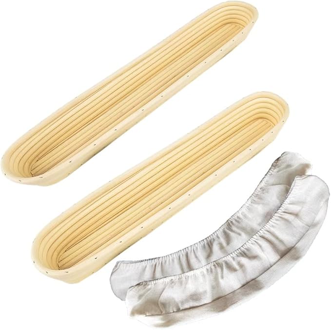 15 Inch Proofing Baskets for Baguette, Bread Banneton Baking Bowls 2 Pack, Making Baguette Bread