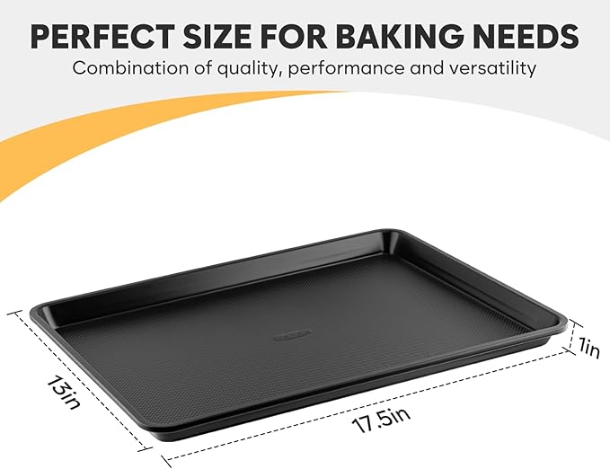 2 Pack Cookie Sheets for Baking, Ceramic Half Baking Sheet Pans Set, Thicker Carbon Steel Baking