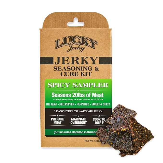 Lucky Jerky Ultimate Spicy DIY Jerky Seasoning Kit - 12oz - The Heat, Red Pepper, Black Pepper and