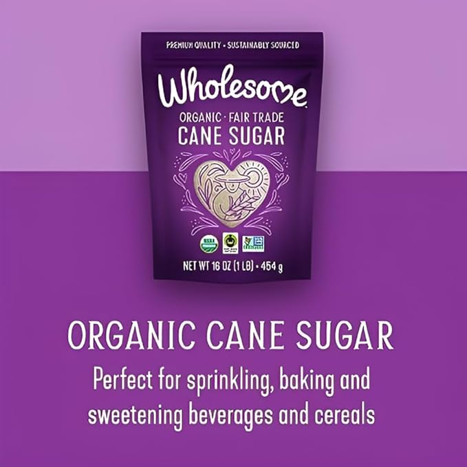 Wholesome Sweeteners 16-Ounce Organic Cane Sugar, Fair Trade, Non GMO, Gluten Free, Pure & Vegan