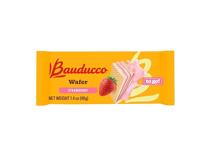 Bauducco Wafer Cookies, Strawberry, Single Serve, 14.1 oz (Pack of 10) - Individually Wrapped