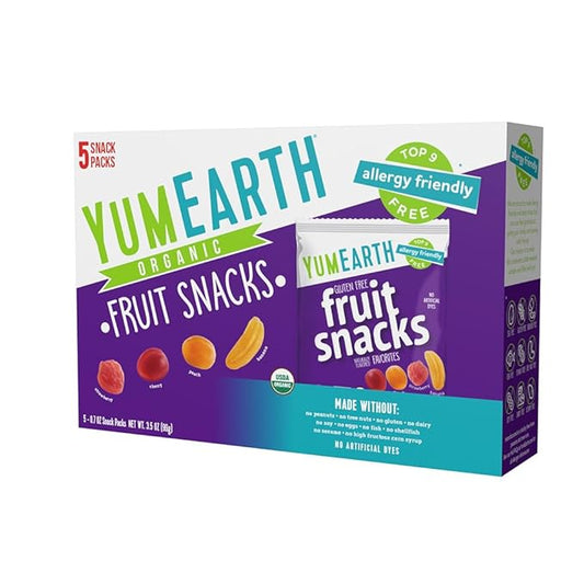 YumEarth Organic Assorted Flavor Fruit Snacks - Allergy Friendly (Top 9 Free), No Artificial Dyes
