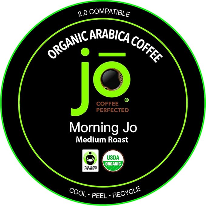 MORNING JO: 48 Cups Medium Roast Organic Coffee for Keurig K-Cup Compatible Brewers, Fresh Seal