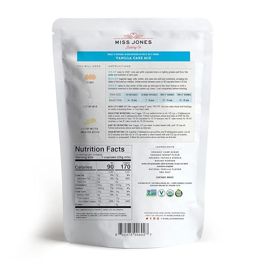 Miss Jones Baking Organic Yellow Cake and Cupcake Mix, Non-GMO, Vegan-Friendly, Moist and Fluffy: