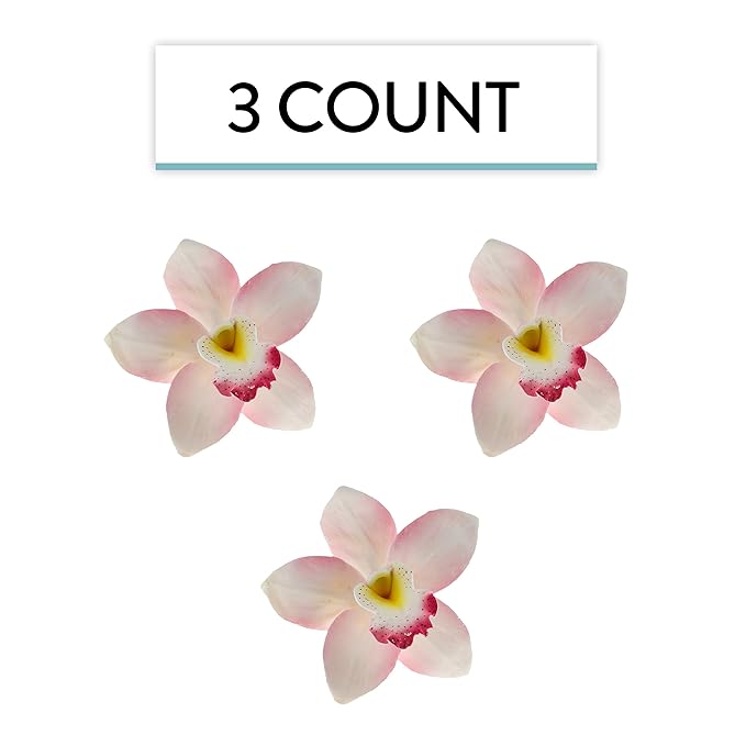 Global Sugar Art Cymbidium Orchid Sugar Cake Flowers, Pink, 3 Count by Chef Alan Tetreault