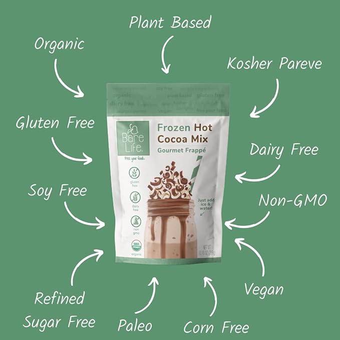 Bare Life: Dairy Free Frozen Hot Cocoa | Blended Premium Frappe Iced Hot Chocolate Smoothie |