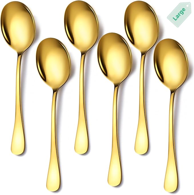 Stainless Steel Serving Spoons Set, 6pc, 10-Inch, Includes 6 Large Spoons, for