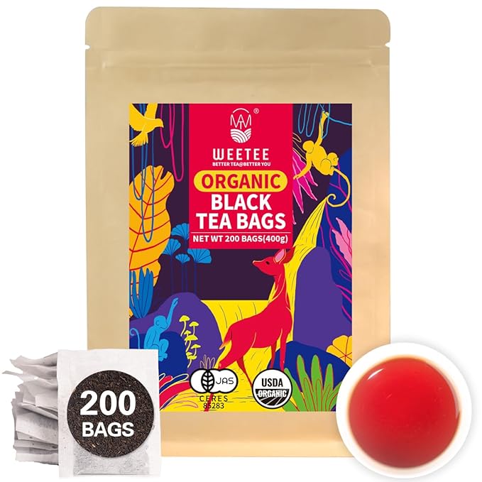 WT WEETEE Organic Black Tea Bags, Organic Black Tea 200 Count, Antioxidant, Caffeinated |