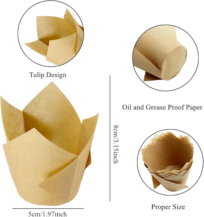 150 Pieces Tulip Cupcake Muffin Liners Paper Baking Cups Greaseproof Cupcake Wrappers for Birthday