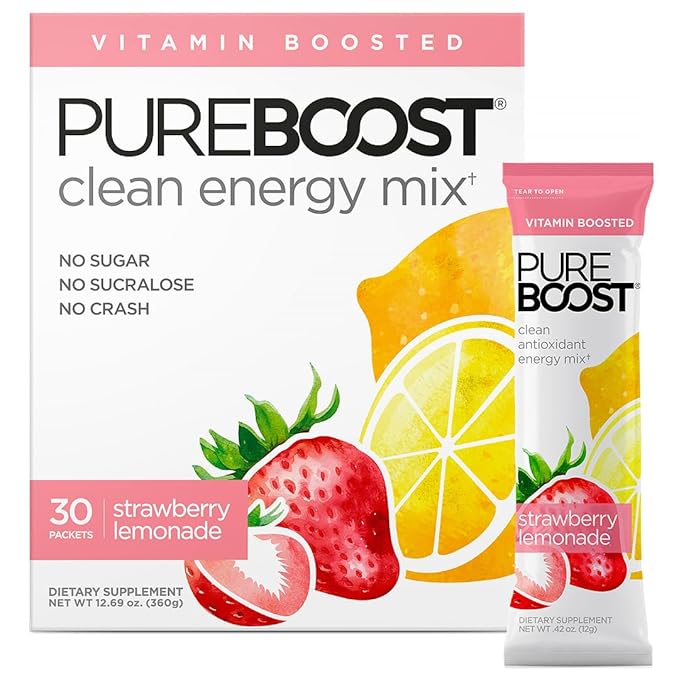 Pureboost Clean Energy Booster, Refreshing Energy Drink Mix with B12 Vitamins, Electrolytes