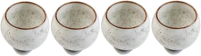 MQjzsh Handmade Chinese Japanese Tea Bowls, Tea Cup Set, 4 Pack, 110ml / 3.7oz for Office, Home