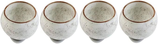 MQjzsh Handmade Chinese Japanese Tea Bowls, Tea Cup Set, 4 Pack, 110ml / 3.7oz for Office, Home