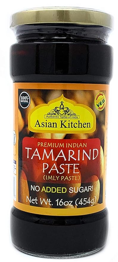 Asian Kitchen Tamarind Paste Puree (Imli) 16oz (454g) 1lb Glass Jar, Gluten Free, No added sugar ~