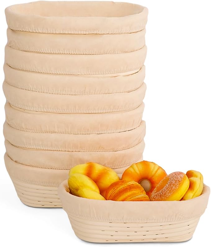 Nisorpa 10 Sets Banneton Bread Proofing Basket Sourdough Proofing Baskets Bread Baking Bowl Kit
