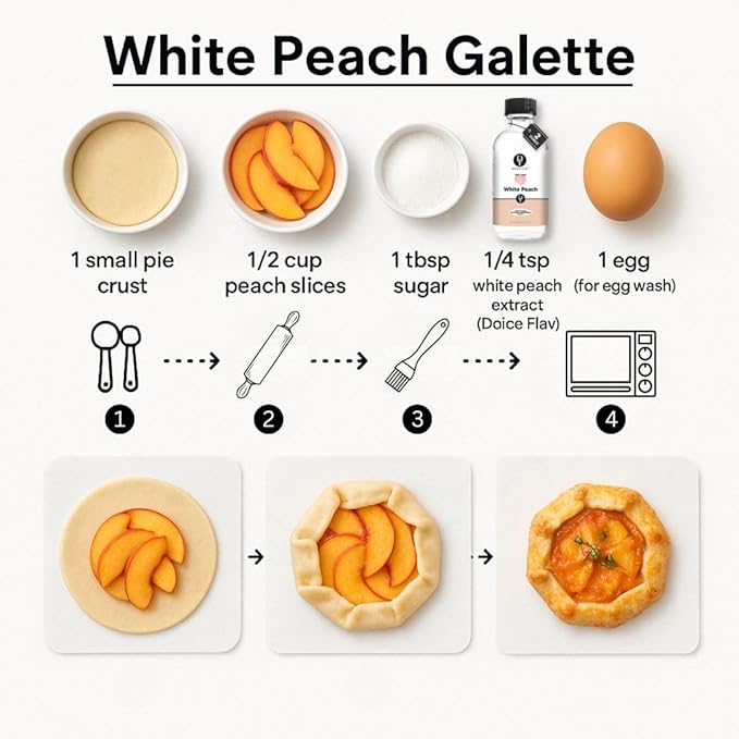 Dolce Flav Natural White Peach Extract 2 oz ??Kosher, Sugar-Free, Concentrated Sweet White Peach