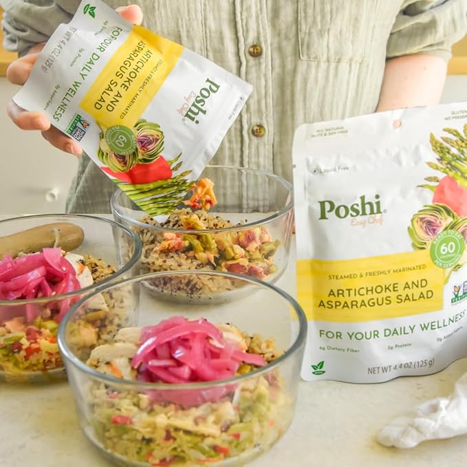 POSHI Artichoke & Asparagus Salad Natural, Keto, Vegan, Non GMO, Low Carb + Calorie, Gluten Free