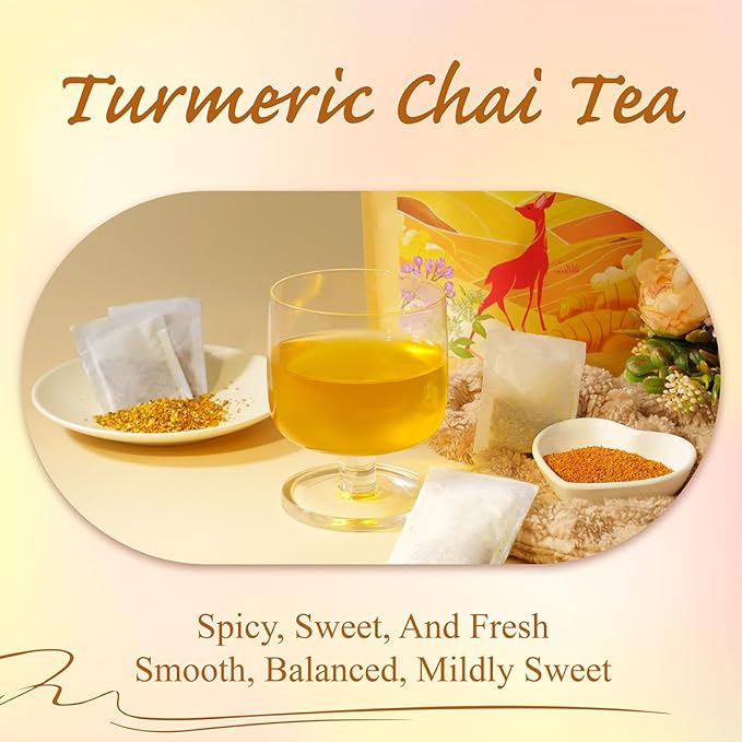 WT WEETEE Turmeric Chai Tea Bags, 2g x 100 Count, Caffeine-Free Turmeric Spiced Chai Tea, Includes