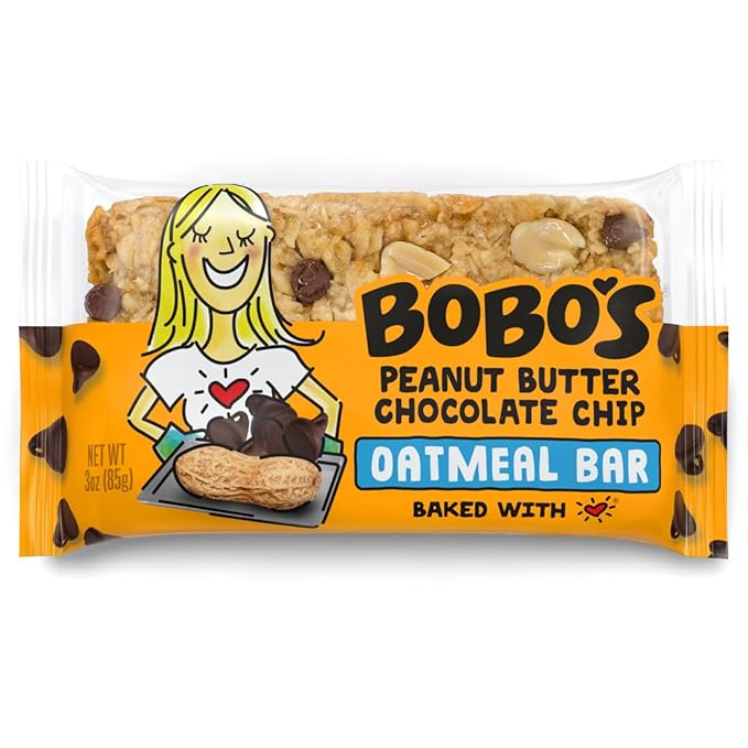 Bobo's Oatmeal Bars, Peanut Butter Chocolate Chip, Gluten Free Vegan Whole Grain Oat Bars, Pack of