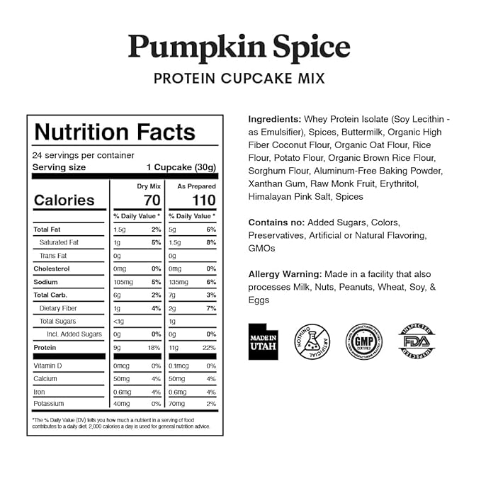 ProDough High Protein- Gluten Free Cupcake Mix, Low Carb, 13g of Protein per Cupcake, No Added