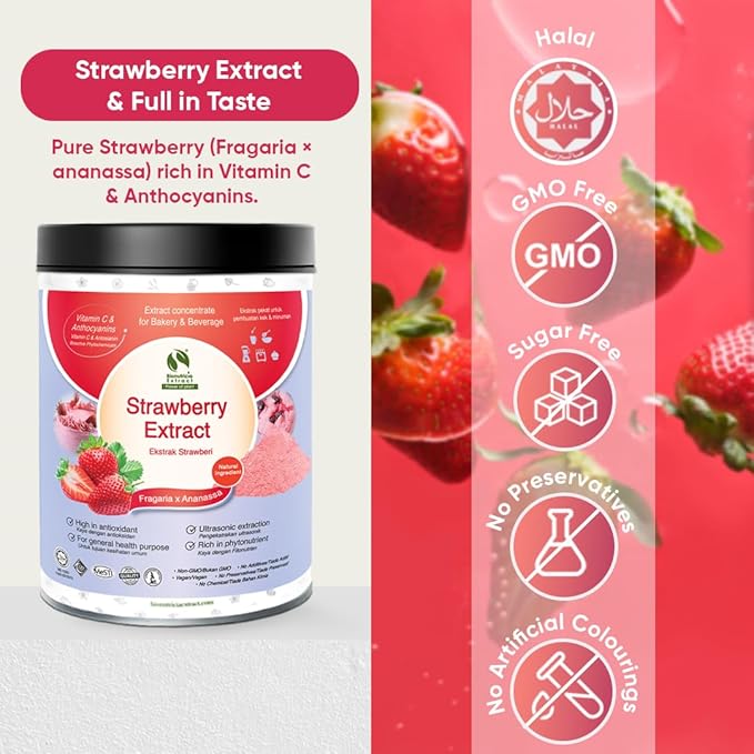 Bionutricia Strawberry Extract Powder 20:1 ??No Sugar Added, Rich in Vitamin C & Antioxidants