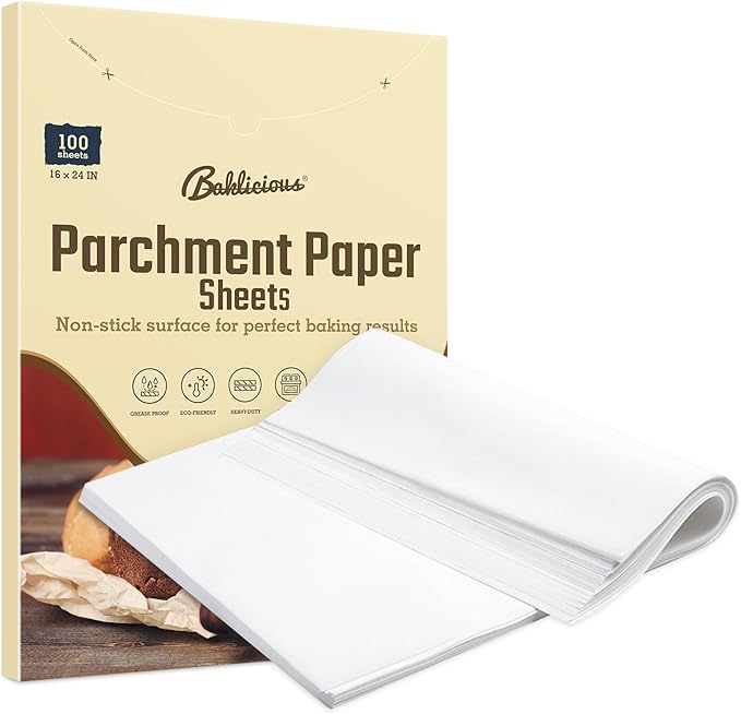 16x24 inch Heavy Duty Parchment Paper Sheets, 100Pcs Precut Non-Stick Full Parchment Paper for