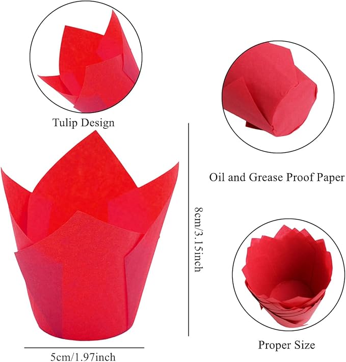 150 Pieces Tulip Cupcake Muffin Liners Paper Baking Cups Greaseproof Cupcake Wrappers for Birthday