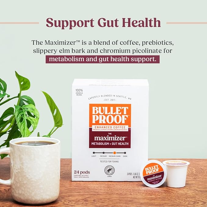 Bulletproof The Maximizer Single-Serve Coffee Pods, 24 Count, Clean Coffee with Prebiotics for