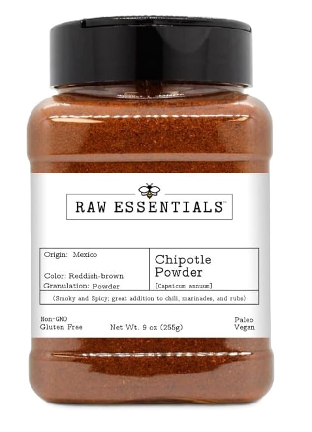 Raw Essentials Chipotle Powder - Smoky and Spicy - Great Addition to Chili, Marinades, and Rubs