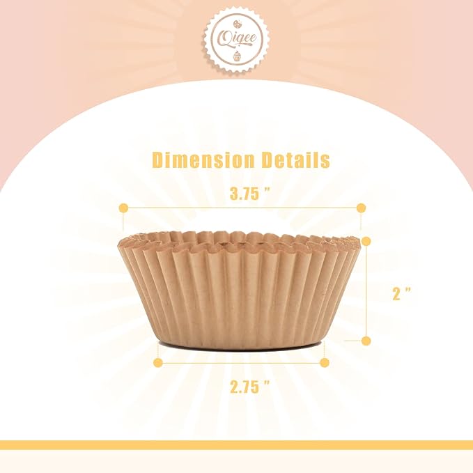 qiqee 600 Count Large Size Cupcake Liners Natural Muffin Liners Food Grade Jumbo Baking Cups Paper