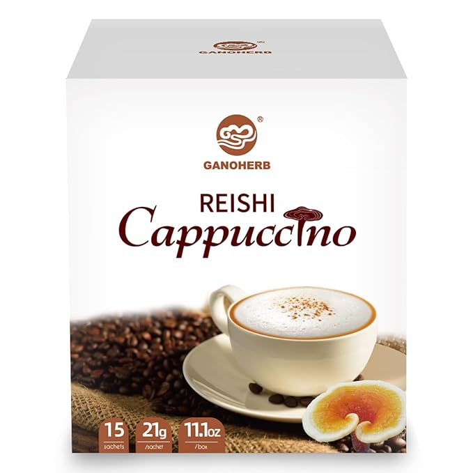 Mushroom Coffee Alternative Cappuccino Mix, Instant Superfood Coffee Drink with Reishi Mushroom