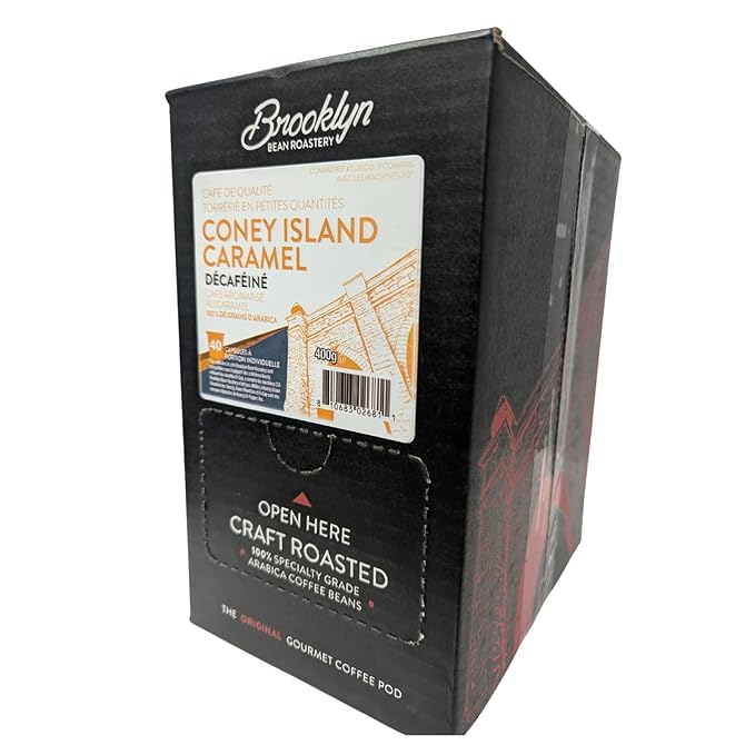 Brooklyn Beans Coffee Pods, Coney Island Caramel Decaf - Compatible with Keurig K Cup Brewers