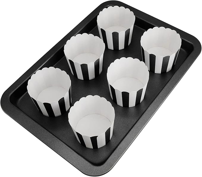 100 Pack Muffin Liners Baking Paper Cups Black and White Stripes Cupcake Liners Elegent Muffins