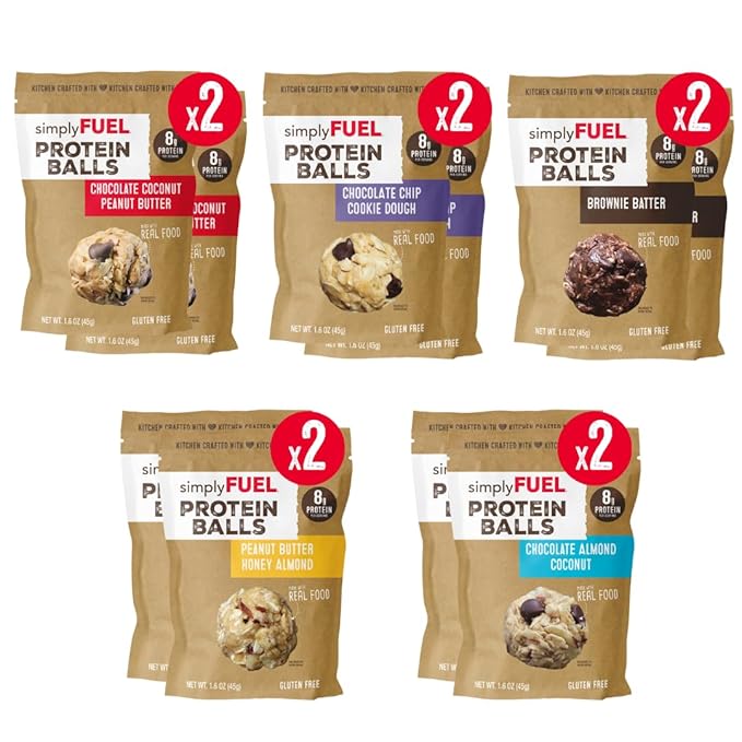 simplyFUEL Ultimate Protein Ball Variety Pack - Whole Food Balls with Probiotics - 8g Protein Snack