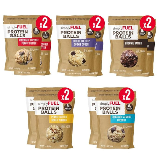 simplyFUEL Ultimate Protein Ball Variety Pack - Whole Food Balls with Probiotics - 8g Protein Snack