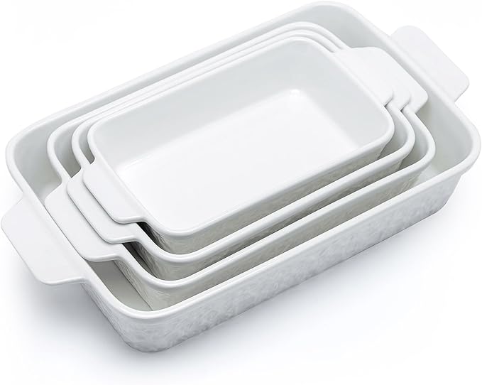 Casserole Dishes for Oven, Baking Dishes, Ceramic Bakeware Sets of 4, Rectangular Baking Pan Set
