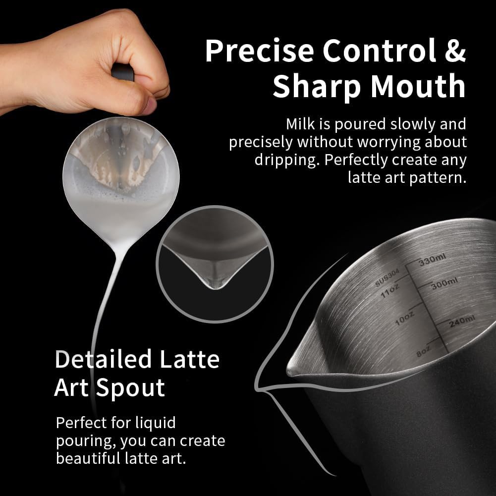 watchget 12oz Milk Frothing Pitcher Stainless Steel Espresso Steaming Jug
