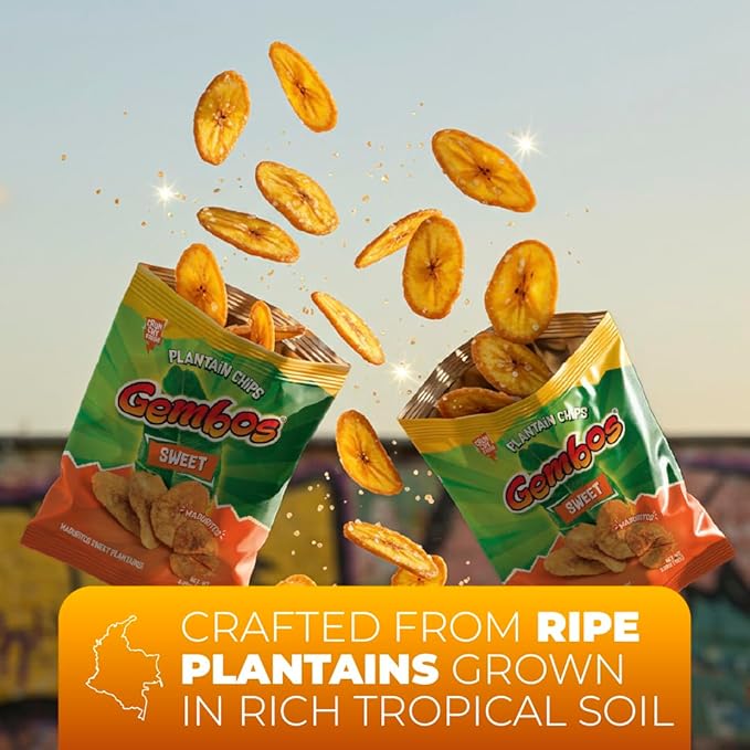 Gembos Sweet Maduritos Plantain Chips - Deliciously Sweet Plantains Snack, Perfect for Vegan Snack