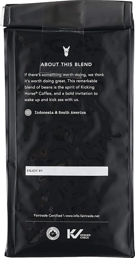 Kicking Horse Coffee, Kick Ass, Dark Roast, Whole Bean, 10 oz - Certified Organic, Fairtrade