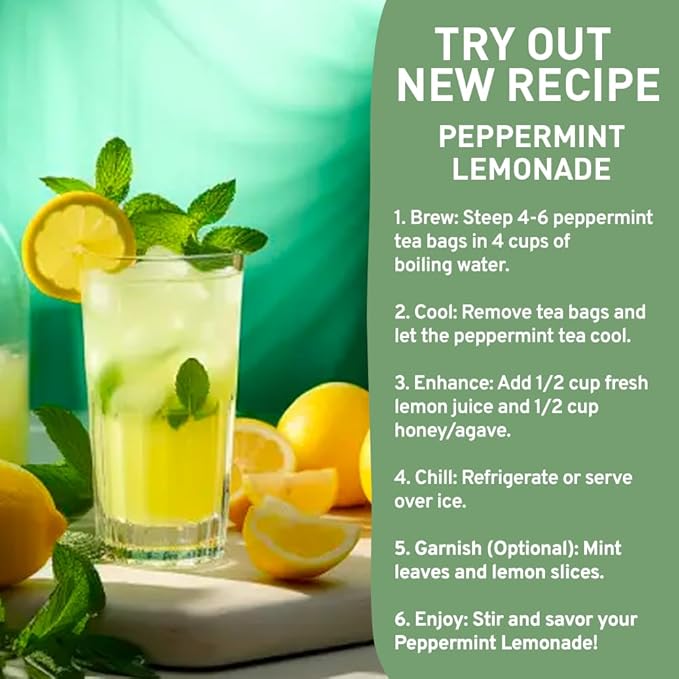 HANDPICK, Peppermint Tea, Eco-Conscious Tea Bags - 100 Count | Caffeine Free, Non-GMO | Minty