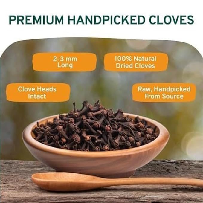 HANDPICK Organic Cloves Whole (2.3oz, 65g) Premium Cloves from South India | Packed in a Resealable