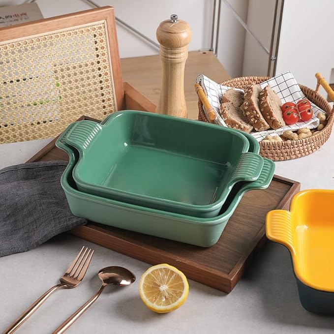 Sweejar Ceramic Baking Dish, 8 x 8 Cake Baking Pan for Brownie, Porcelain Square Bakeware with