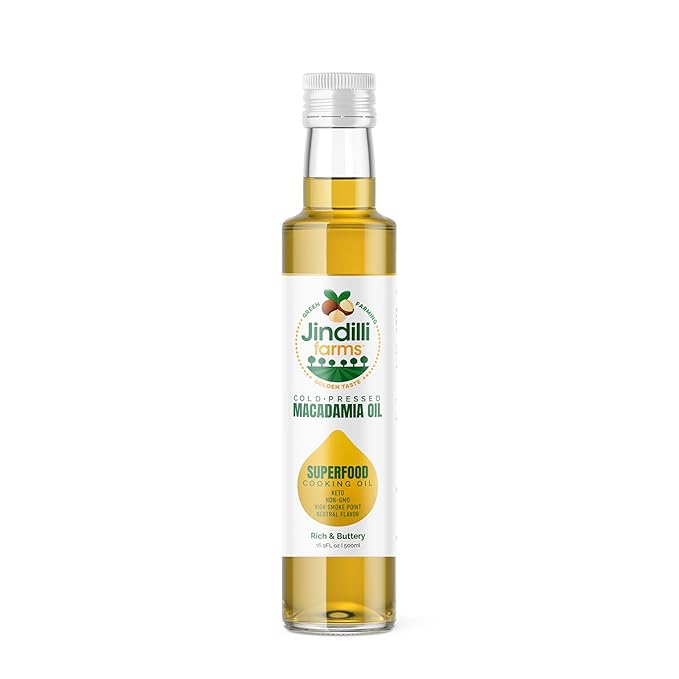 Jindilli Farms Macadamia Nut Cooking Oil- Australian Pure Cold Pressed Oil, Unrefined, Natural