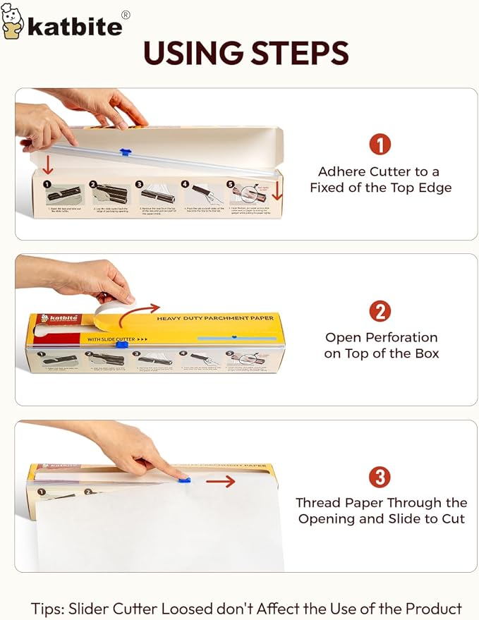 Katbite Heavy Duty Parchment Paper Roll for Baking, 12 in x 262 ft Non-Stick Baking Paper for